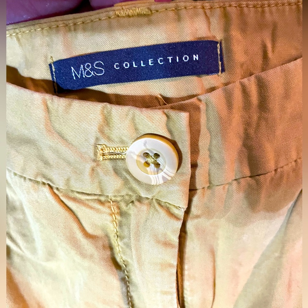 Marks and Spencer Ochre/Chambray pants in excellent used condition, UK 14 Long